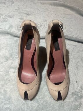 Derek Lam Nude Peep-Toe Pumps with Back Bow